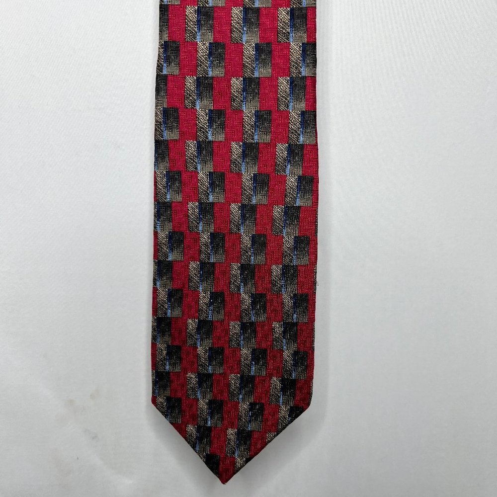 Robert Talbott The Earle Men’s Neck Tie 3 ¾” Silk Hand Sewn Red Brown Blue